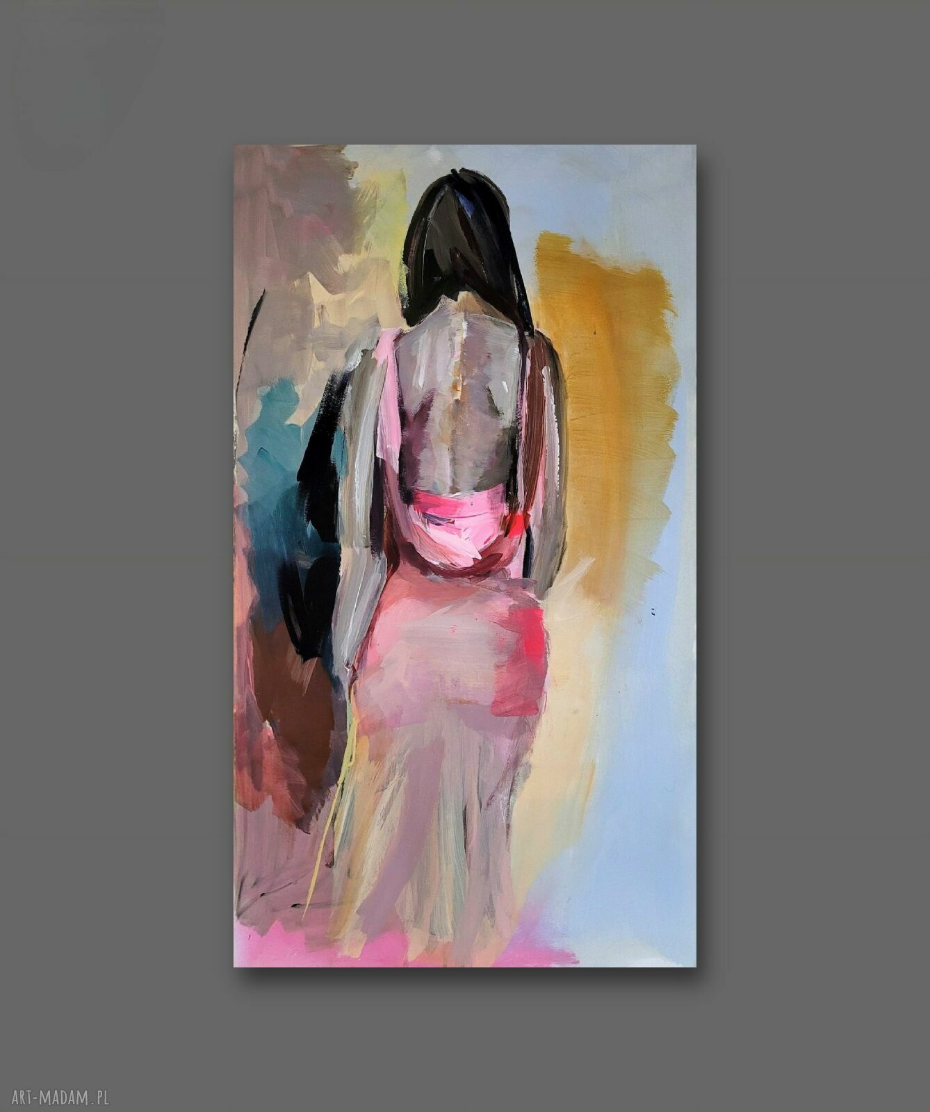 Neon Pink 55x80 - kobiecy obraz na papierze w neonowym różu