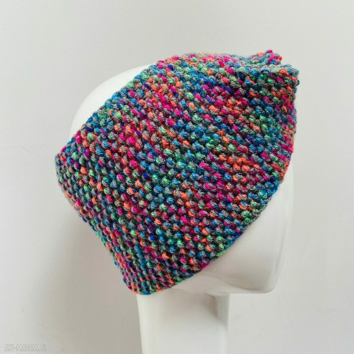 Neonowa szeroka opaska turban na uszy - ręcznie robiona