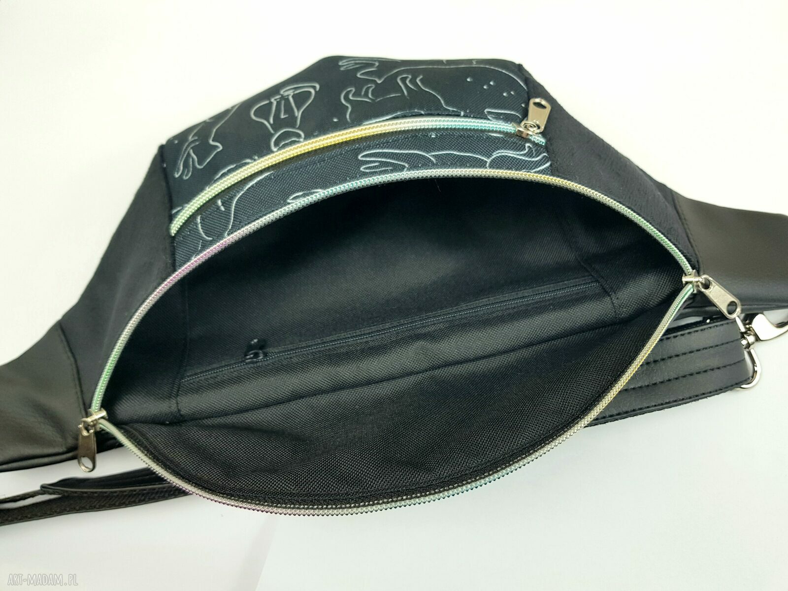 Czarna nerka XL w koty - eko zero waste dla kociary