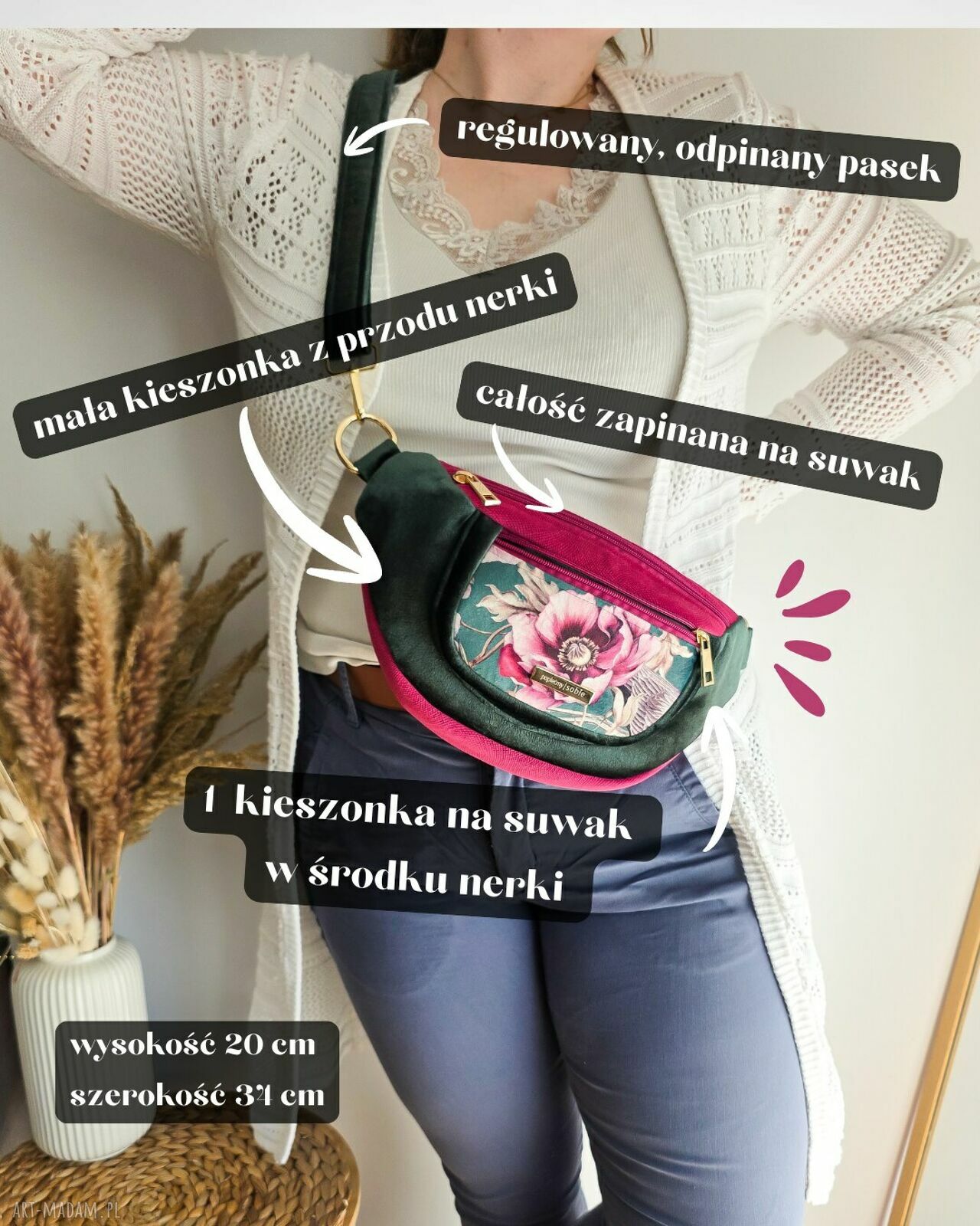 Nerka damska Pola w fioletowe kwiaty