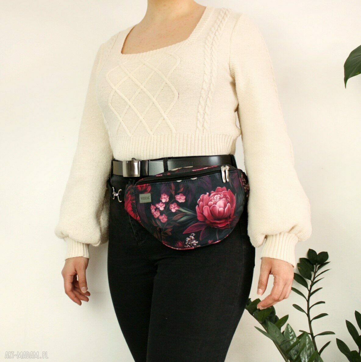 nerki: Nerka damska w burgundowe kwiaty, wodoodporna Autorskie