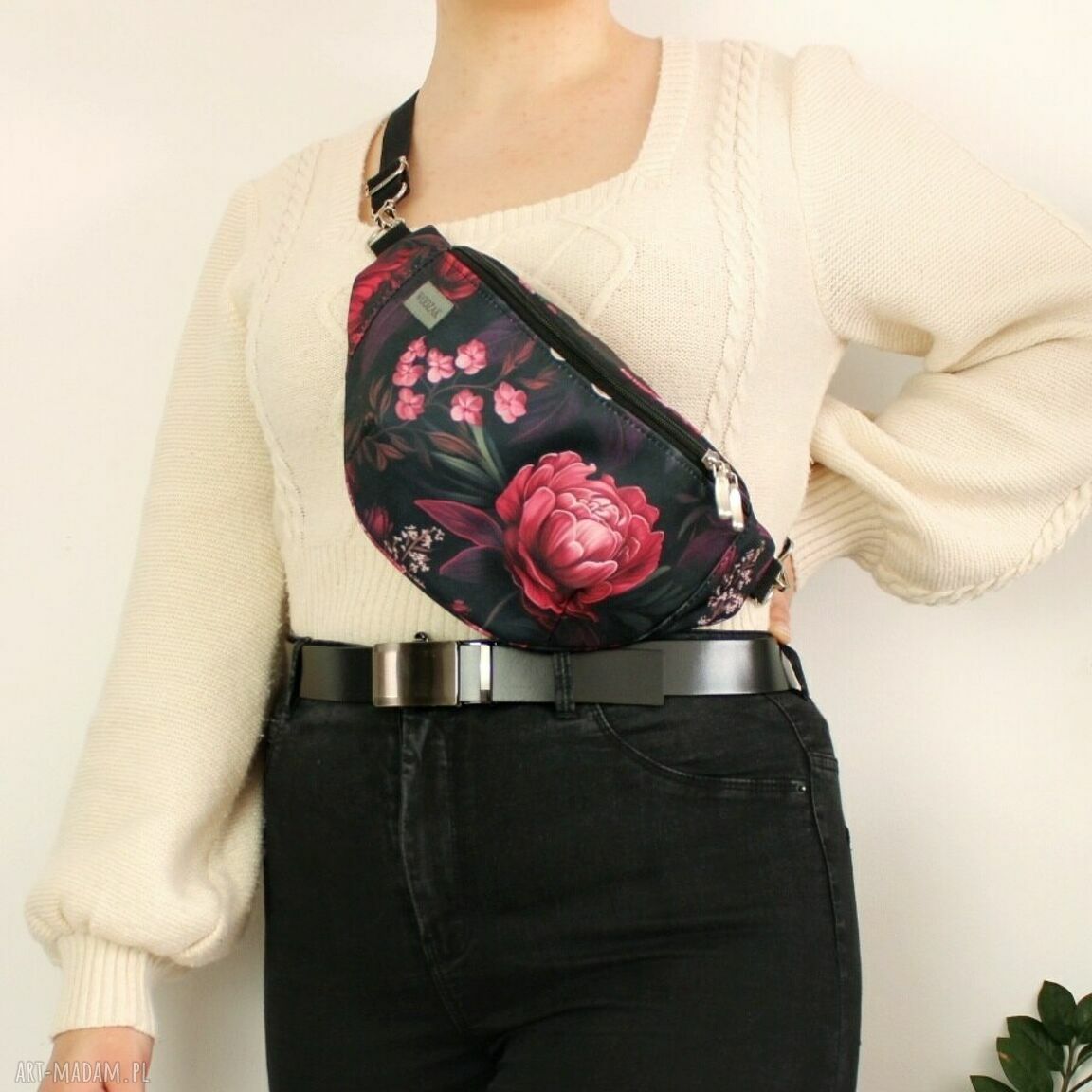 nerki: Nerka damska w burgundowe kwiaty, wodoodporna Autorskie