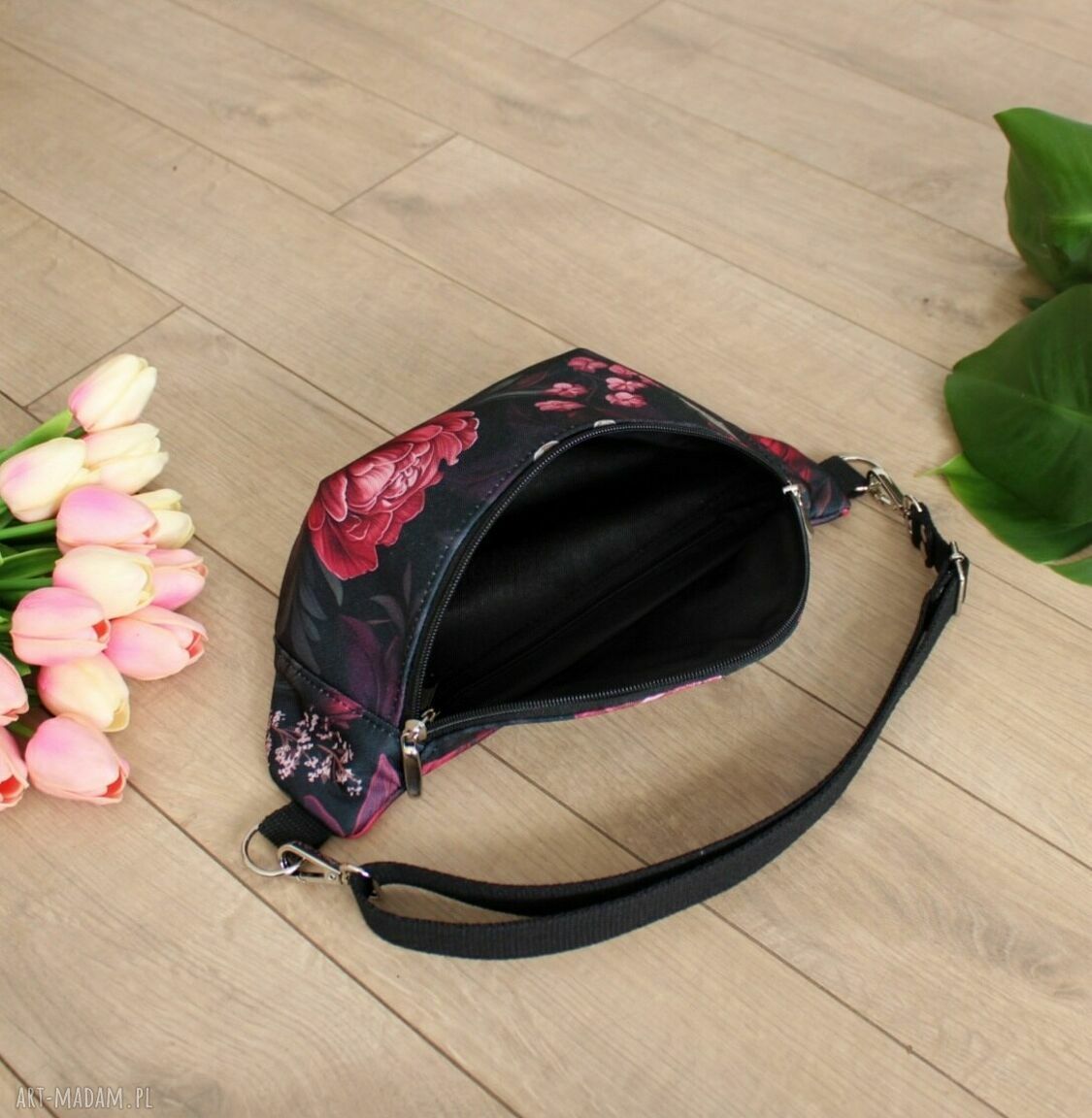 nerki: Nerka damska w burgundowe kwiaty, wodoodporna Autorskie