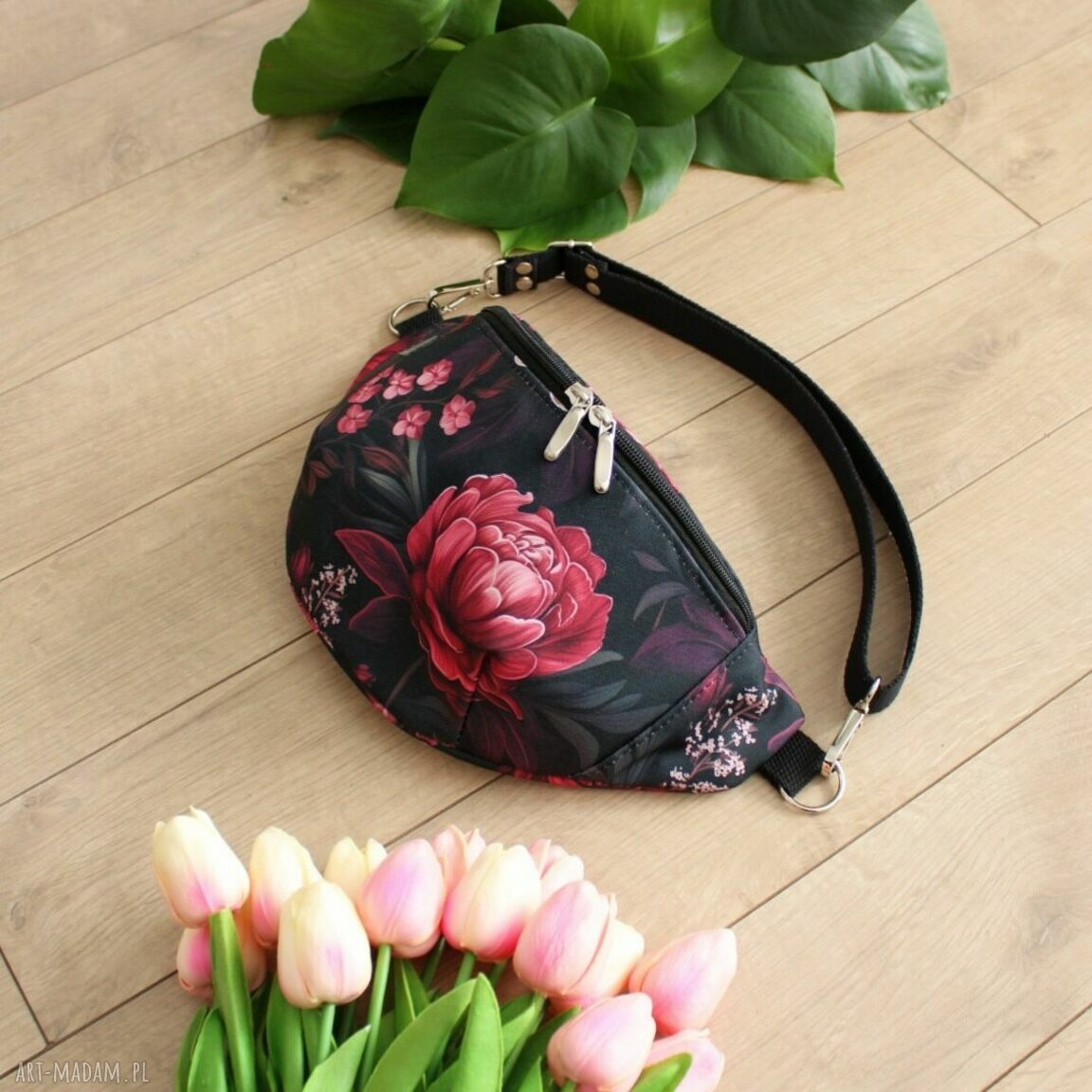 nerki: Nerka damska w burgundowe kwiaty, wodoodporna Autorskie