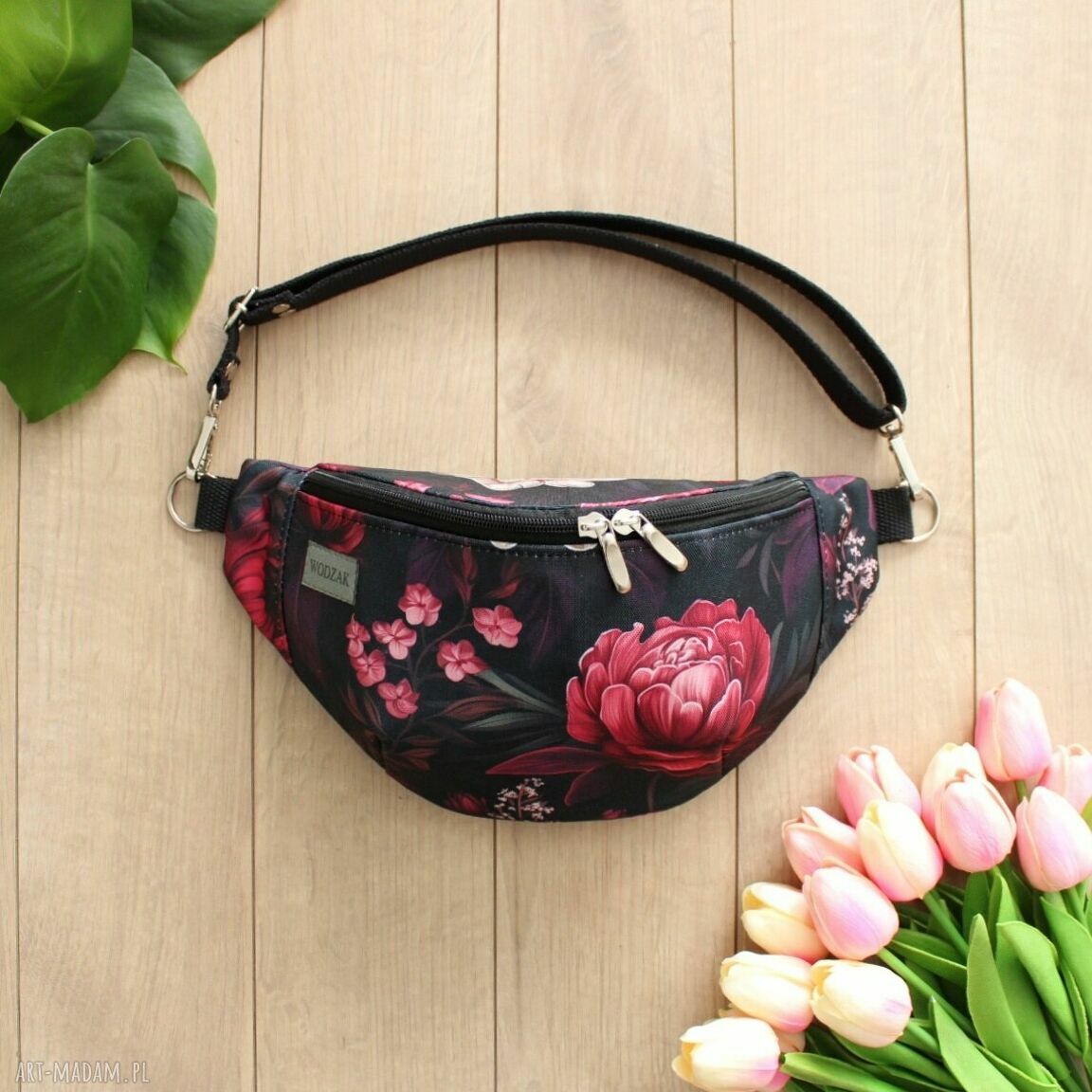 nerki: Nerka damska w burgundowe kwiaty, wodoodporna Autorskie