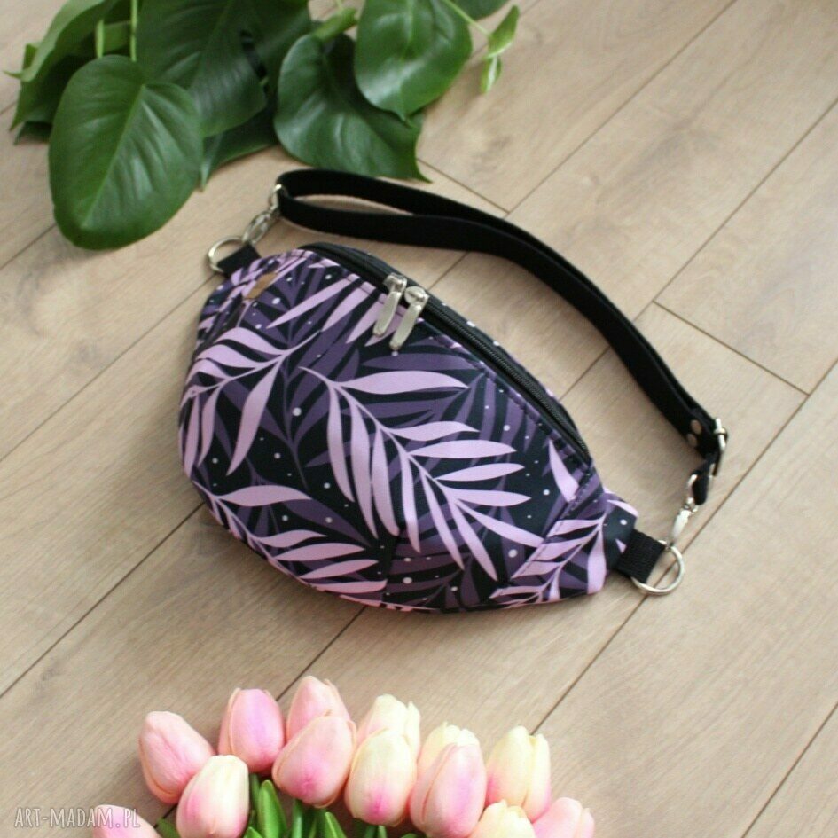 nerki: Nerka damska w fioletowe liście, wodoodporna Hand Made