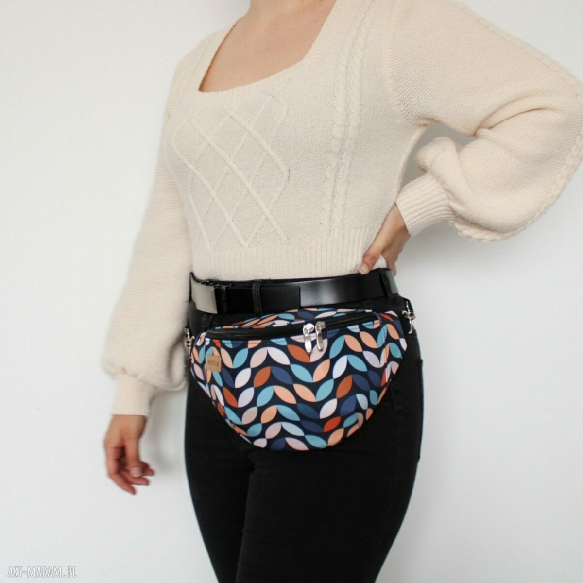 nerki: Nerka damska w kolorowe listki, wodoodporna Hand Made