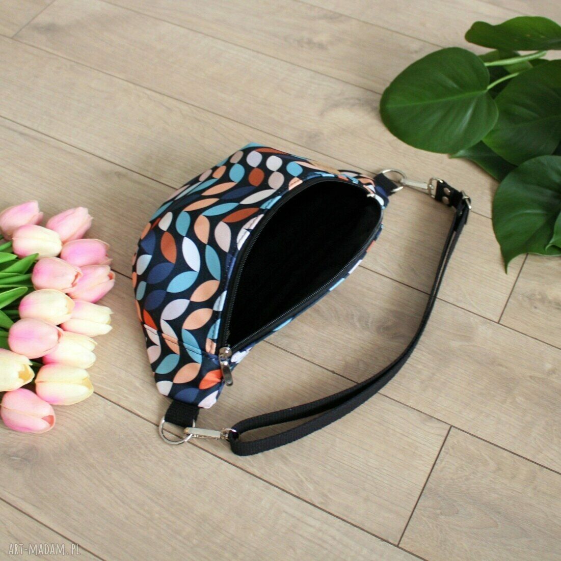 nerki: Nerka damska w kolorowe listki, wodoodporna Hand Made