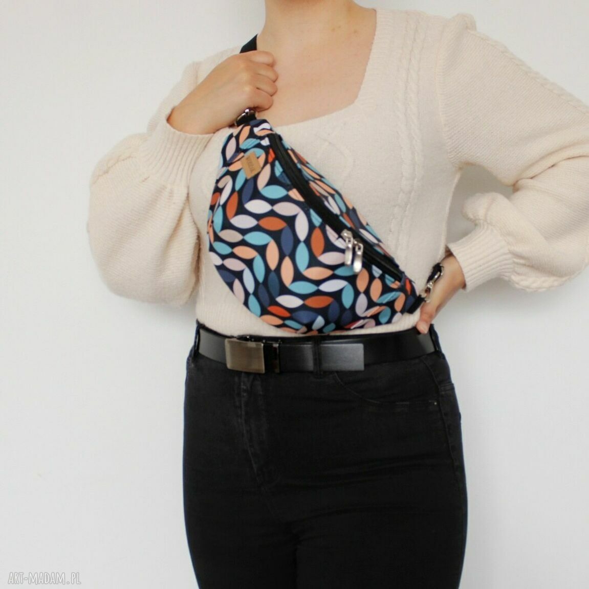 nerki: Nerka damska w kolorowe listki, wodoodporna Hand Made