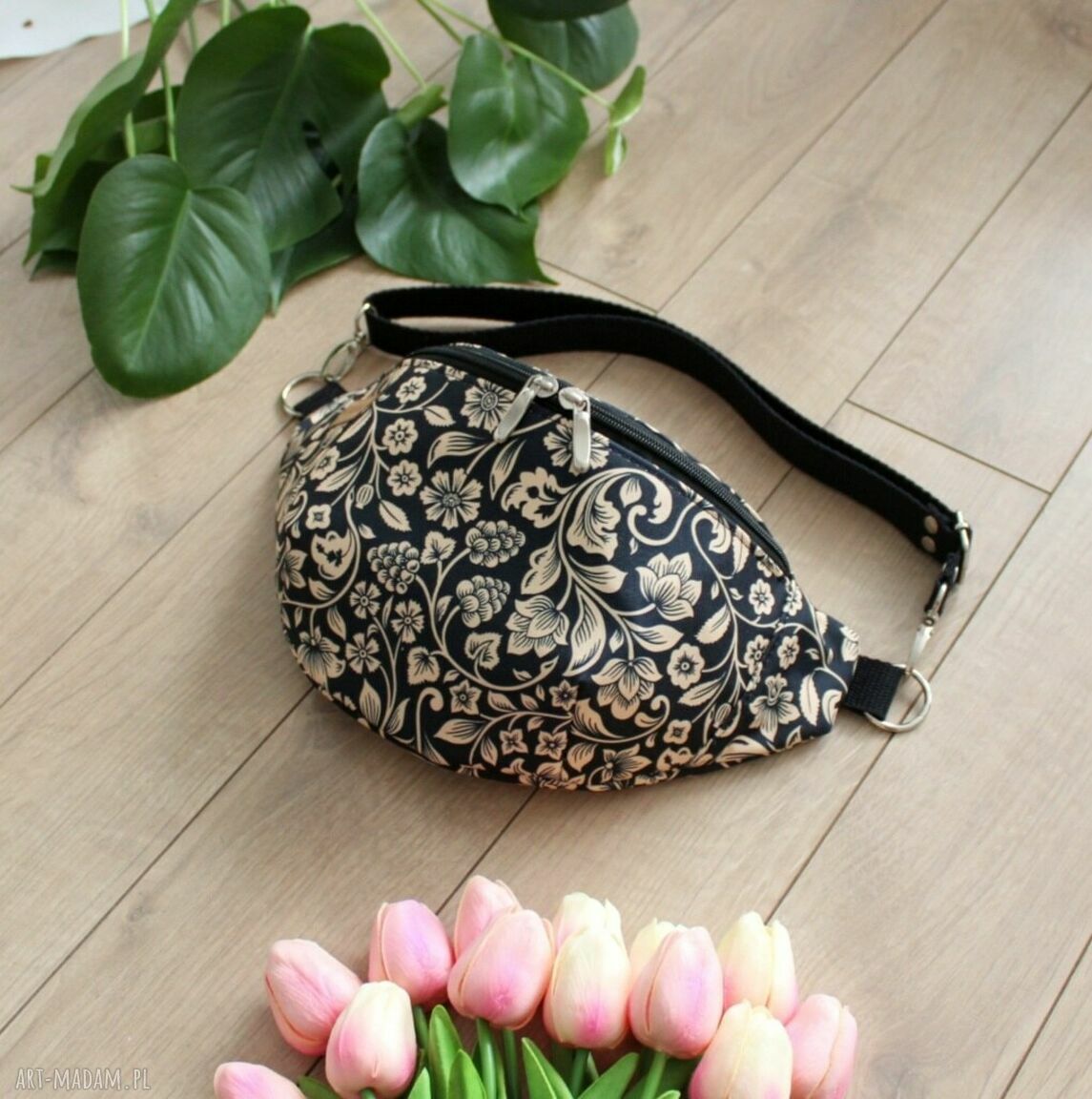 nerki: Nerka damska w złote kwiaty, wodoodporna Hand Made