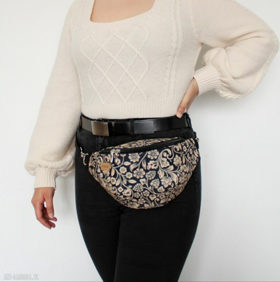 nerki: Nerka damska w złote kwiaty, wodoodporna Hand Made