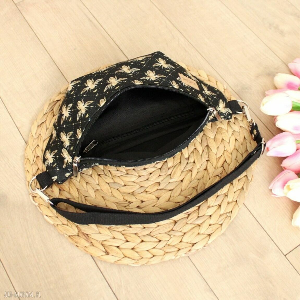 nerki: Nerka damska w złote pszczoły, wodoodporna Hand Made