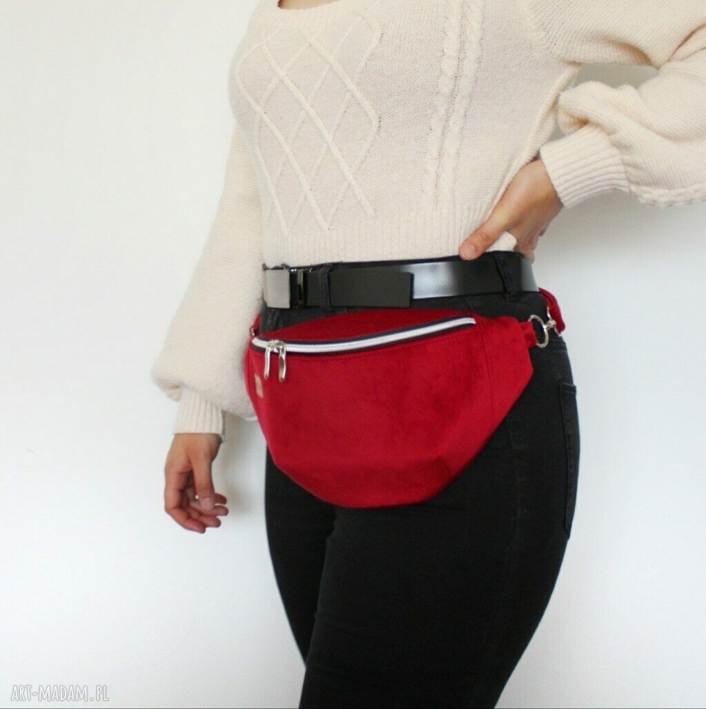 nerki: Nerka damska z czerwonego weluru Hand Made