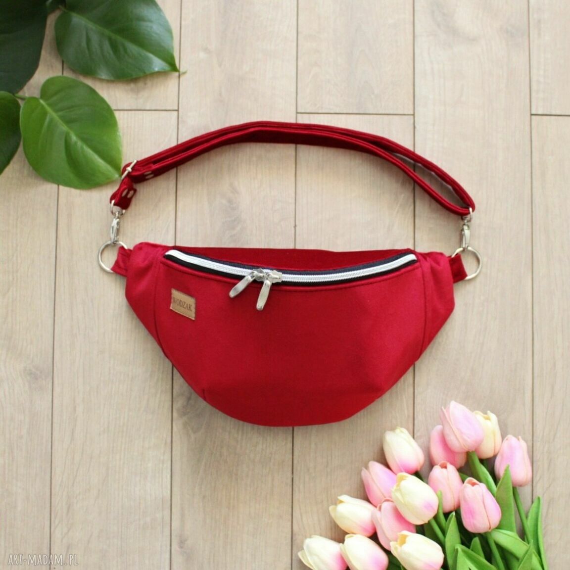 Nerka damska czerwonego weluru czerwona duża torebka Śliczna