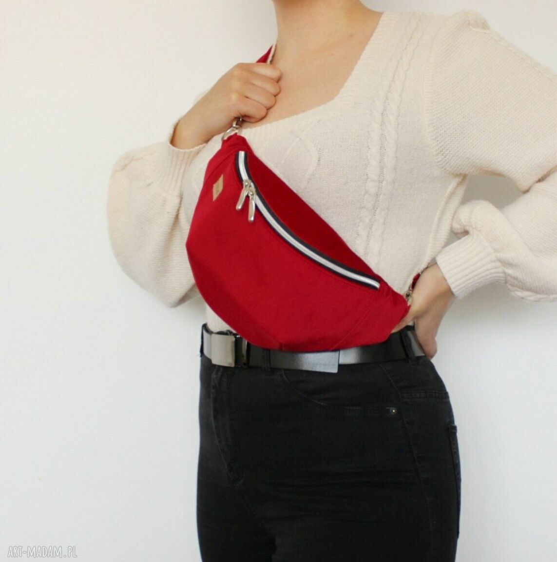 nerki: Nerka damska z czerwonego weluru Hand Made