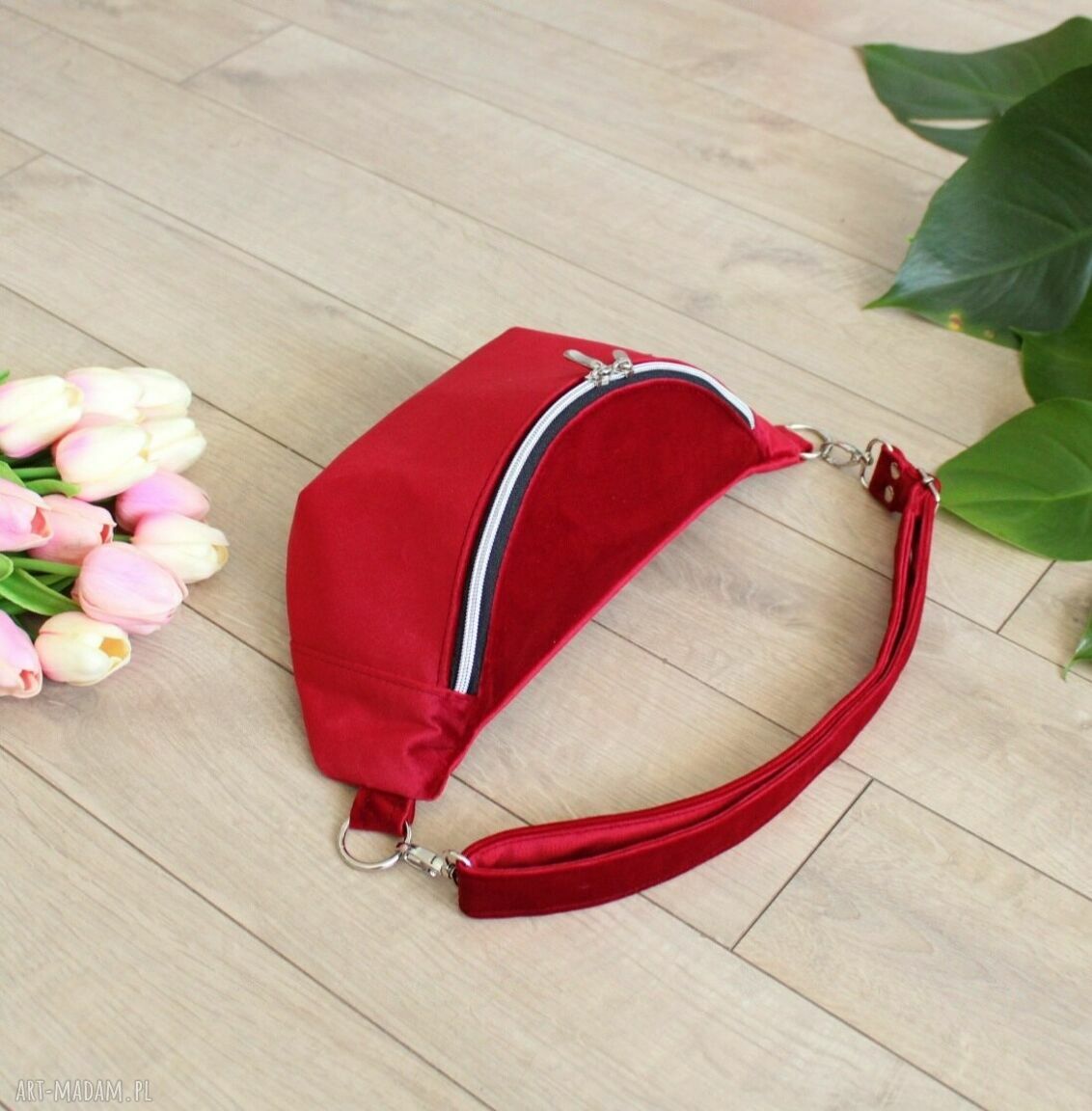 nerki: Nerka damska z czerwonego weluru Hand Made