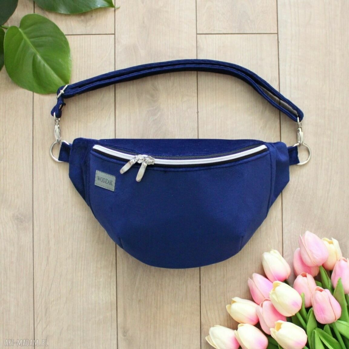 Nerka damska granatowego weluru niebieska duża granatowa chabrowa