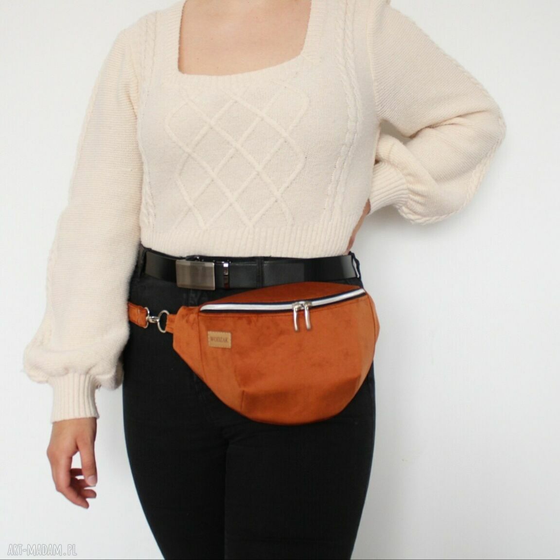 nerki: Nerka damska z pomarańczowego weluru Hand Made