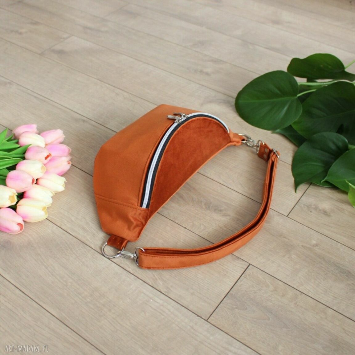 nerki: Nerka damska z pomarańczowego weluru Hand Made