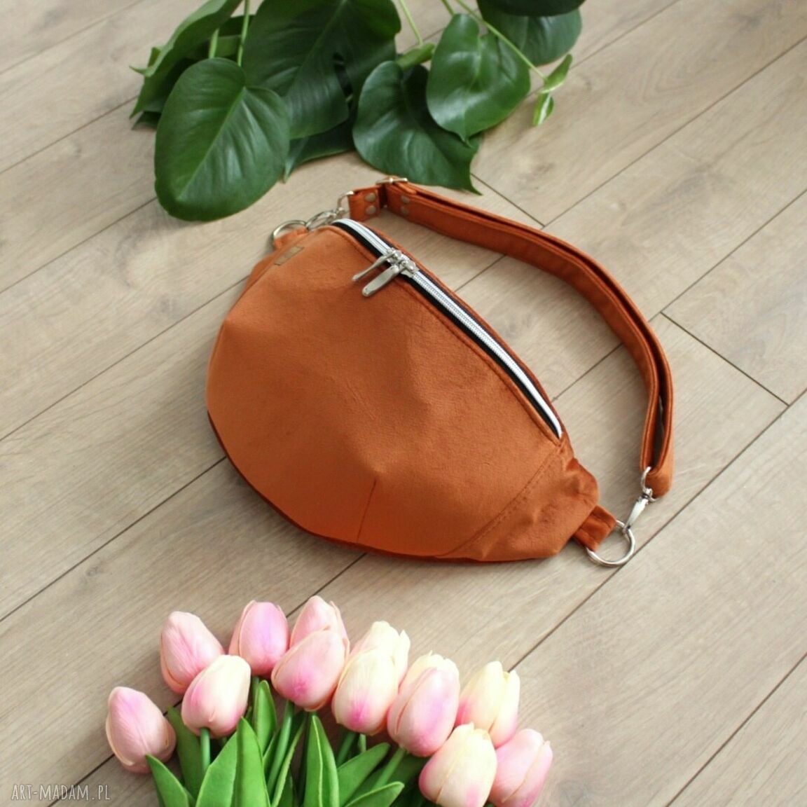 nerki: Nerka damska z pomarańczowego weluru Hand Made