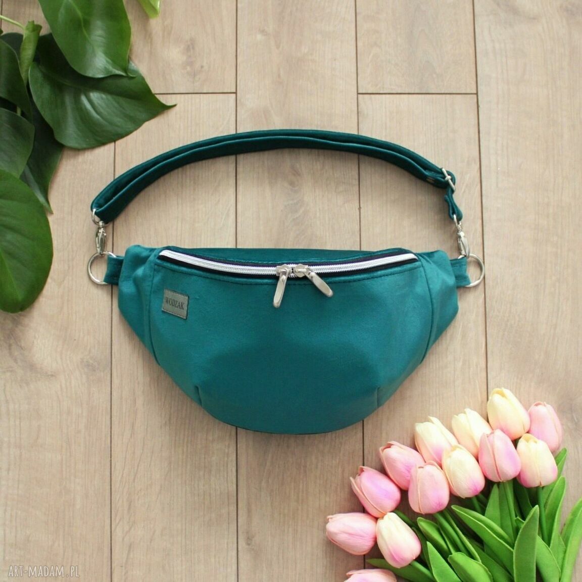 Nerka damska turkusowego weluru duża zielona turkusowa Śliczna