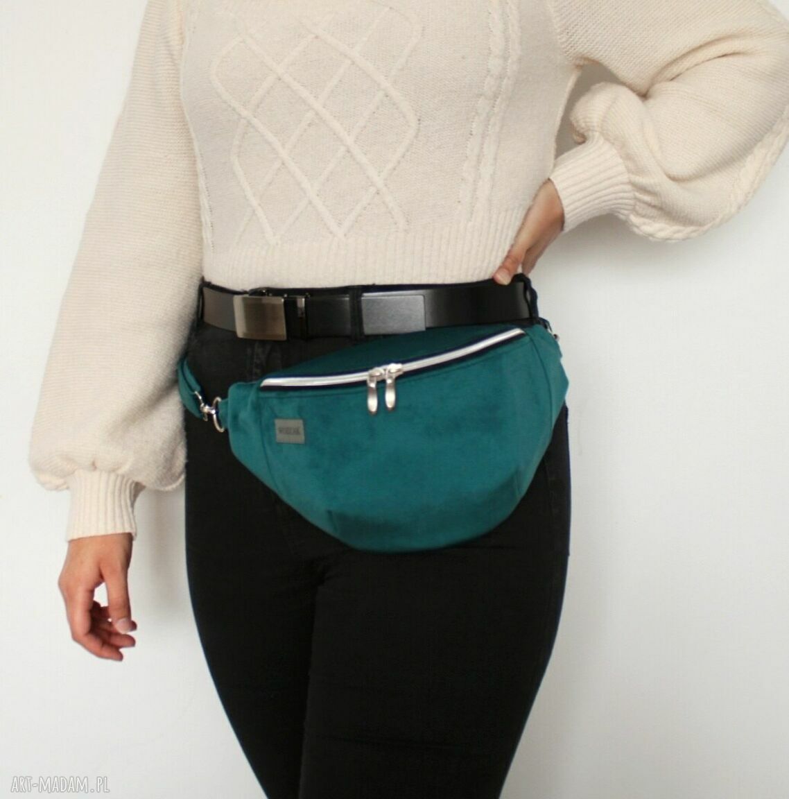 nerki: Nerka damska z turkusowego weluru Hand Made