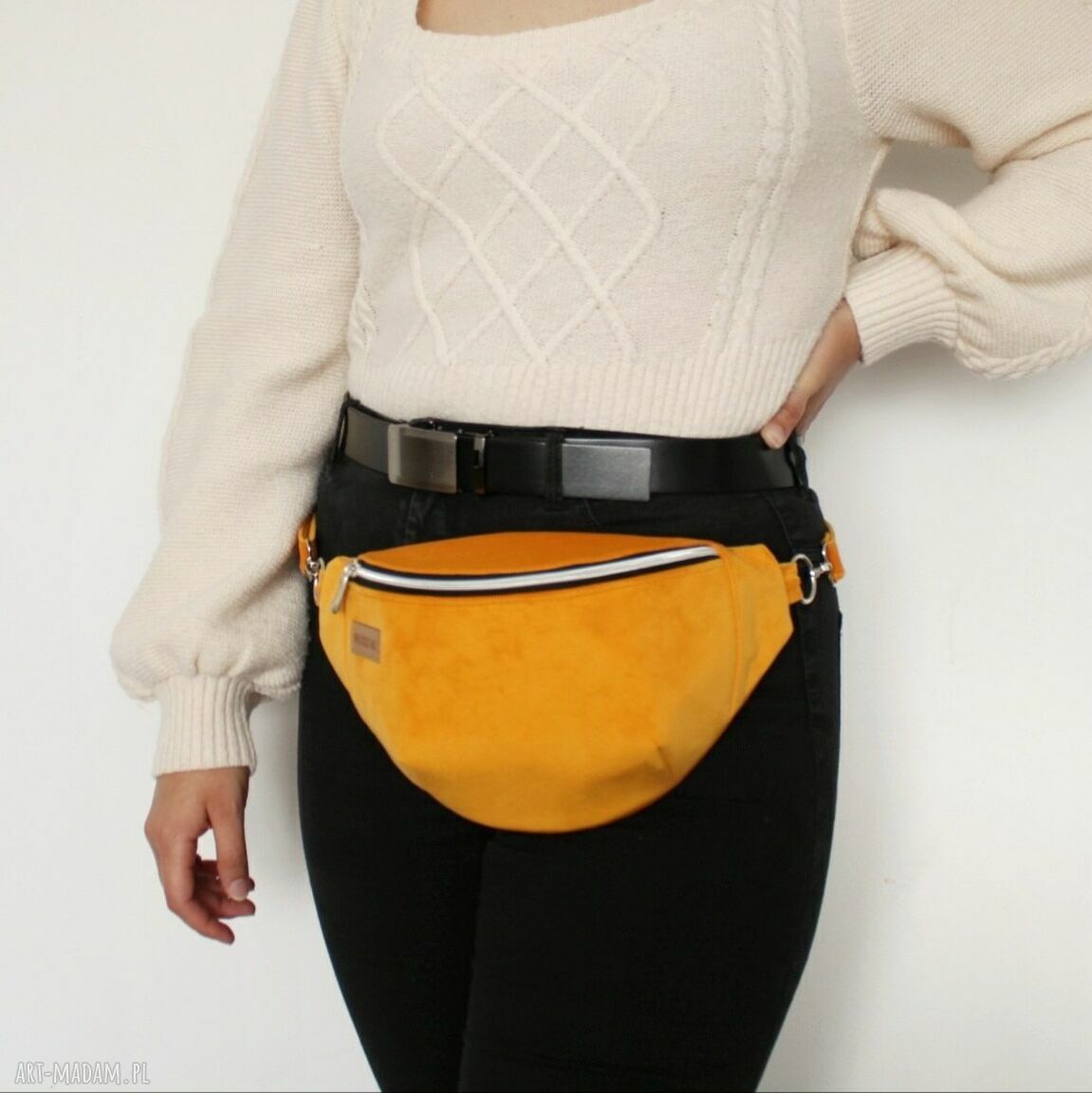 nerki: Nerka damska z żółtego weluru Hand Made