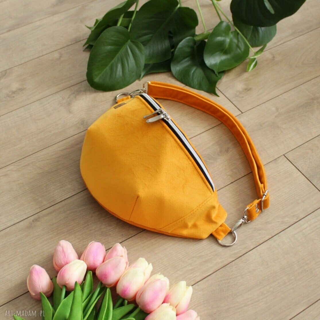 nerki: Nerka damska z żółtego weluru Hand Made