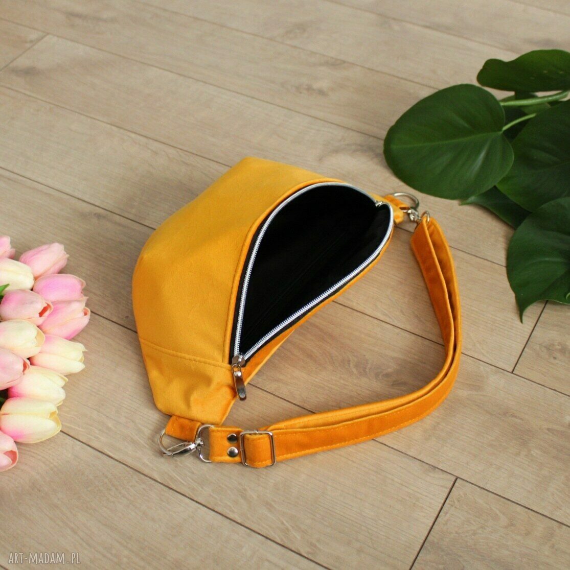 nerki: Nerka damska z żółtego weluru Hand Made