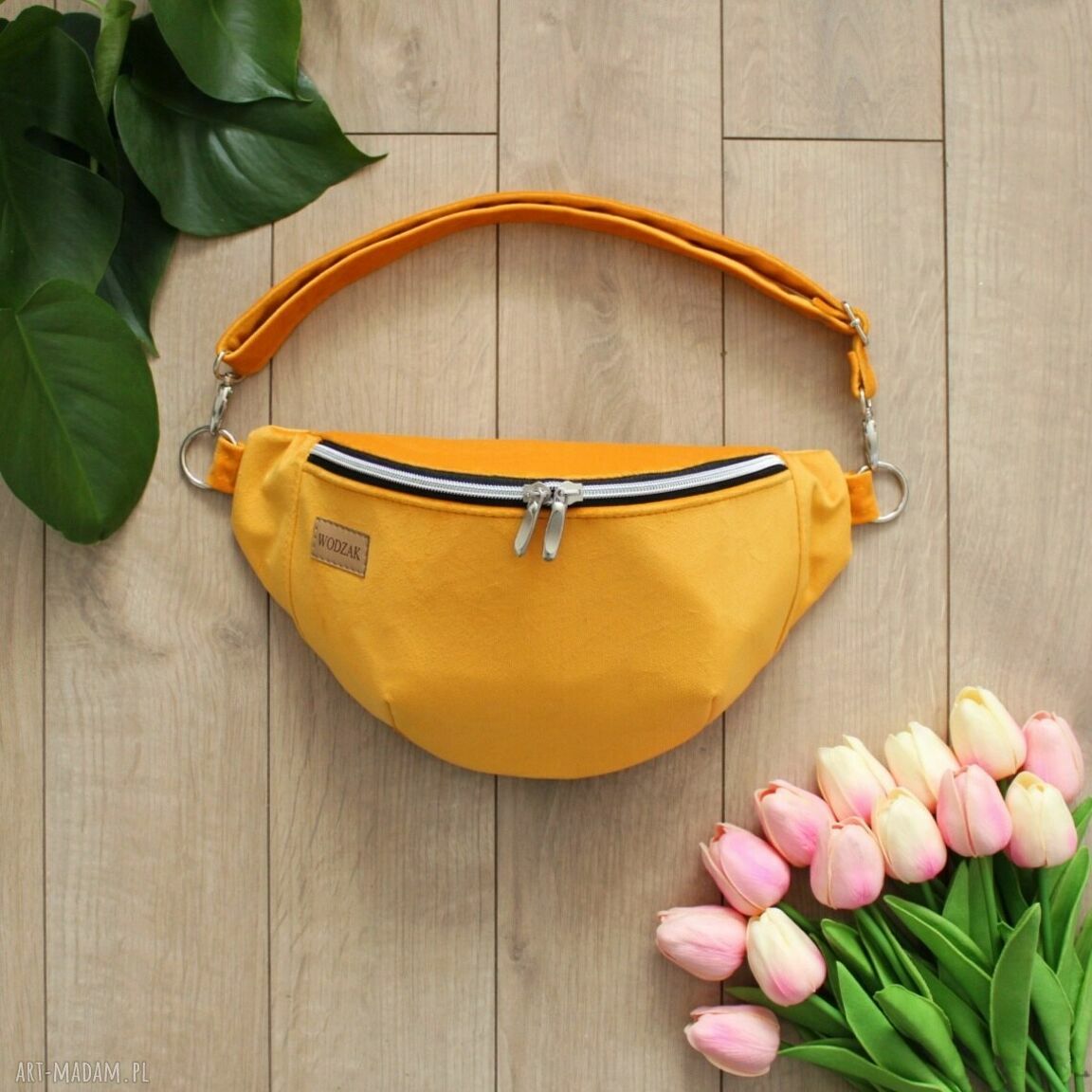 Nerka damska żółtego weluru duża miodowa pojemna Śliczna wygodna