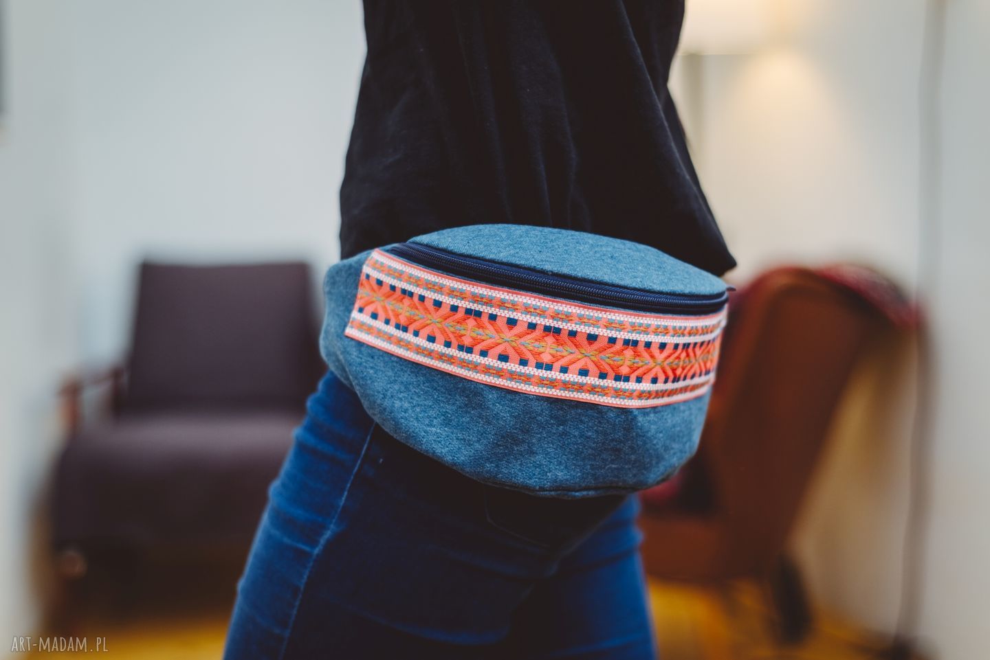 Nerka etniczna handmade z etno tasiemką - boho dodatek na co dzień