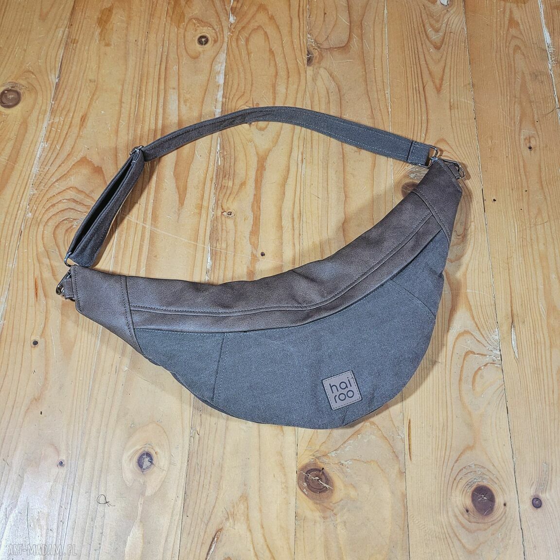 Nerka Haru - brązowa bawełniana nerka handmade z ekoskórą