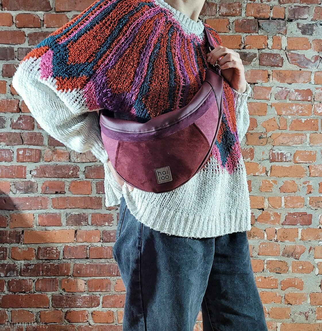 Nerka Haru bordo - ekoskóra mix no waste, vegan saszetka
