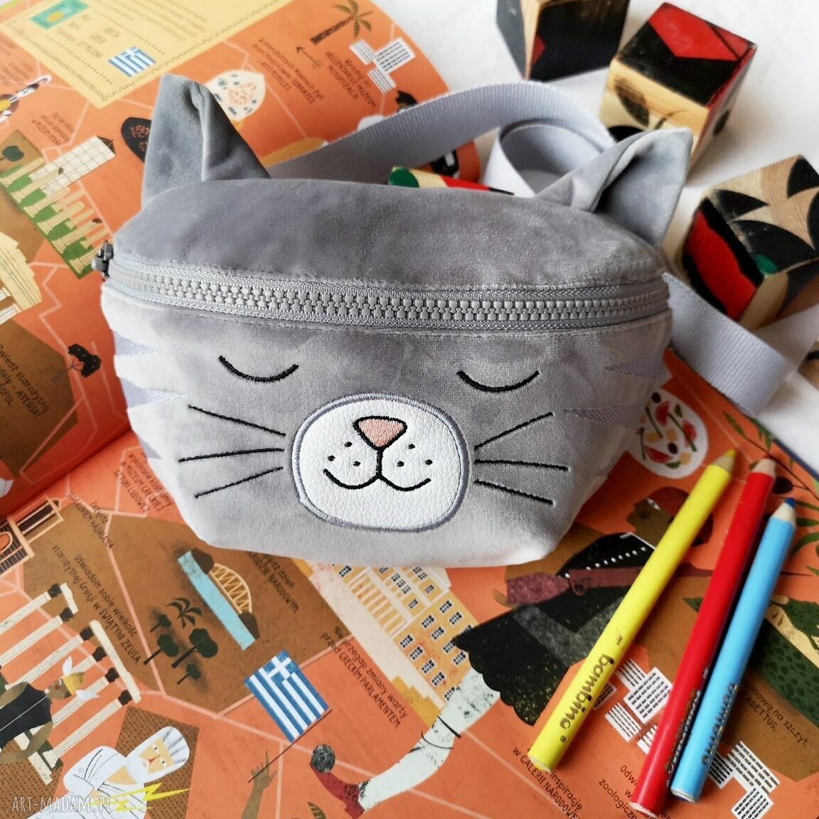 Nerka Kot Mr Cat z haftem - prezent handmade dla dziecka