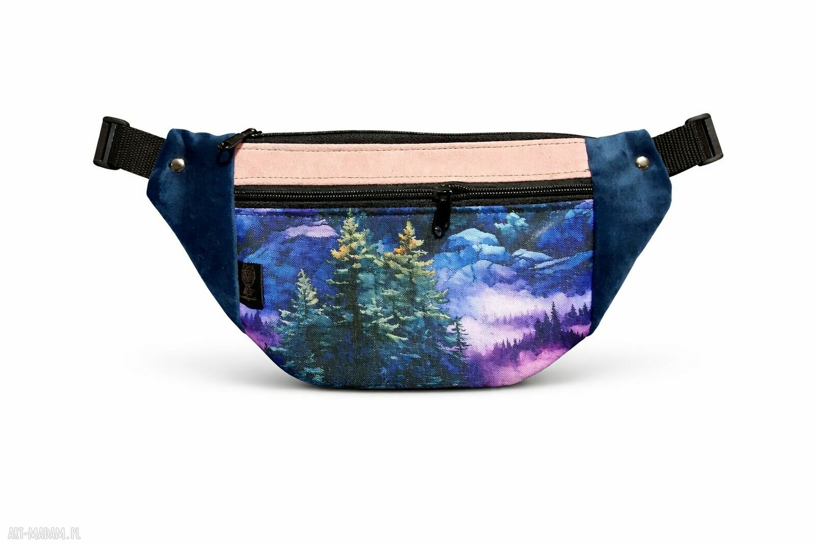Nerka las nocą i góry - saszetka biodrowa handmade