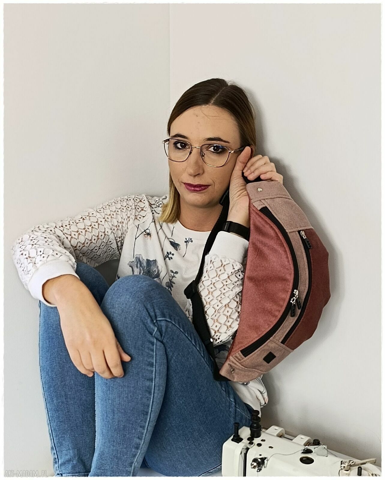 Nerka MEGA w jesiennej zieleni - pojemna saszetka handmade