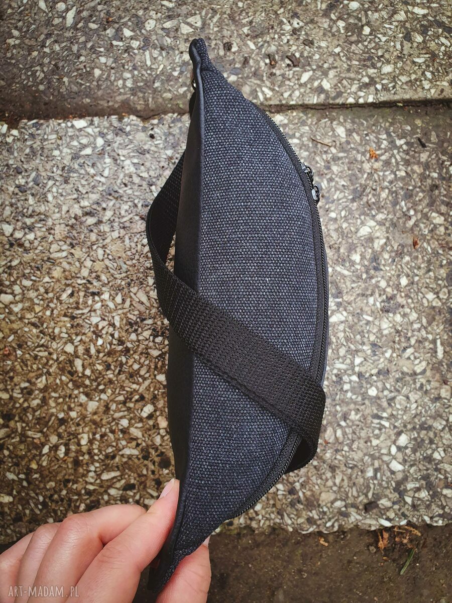 Mini nerka unisex z canvasu regulowany pasek, kieszonka z tyłu (ręcznie szyta)
