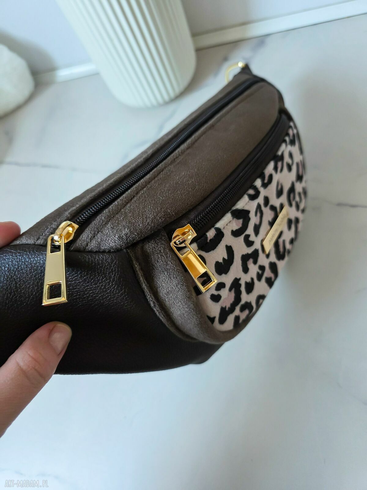 Nerka damska Pola w panterkę - handmade z ekoskóry
