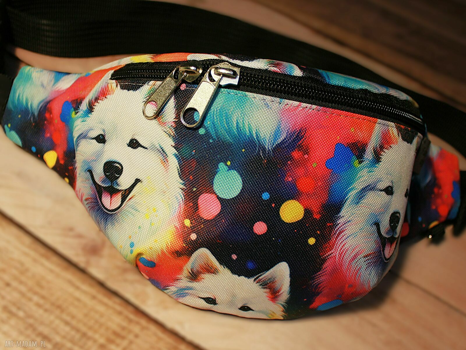 Nerka samojed rozmiar XL na spacer - handmade z wodoodporną kieszonką