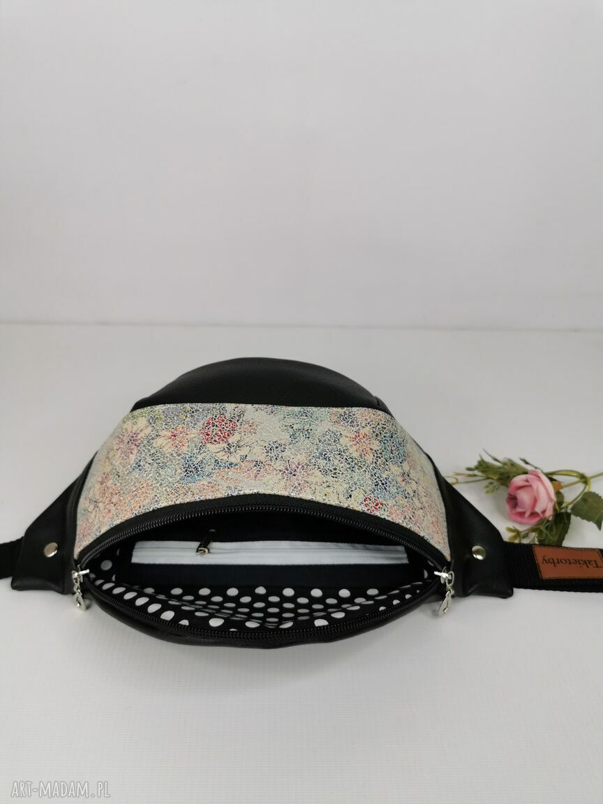 Czarna nerka saszetka z ekoskóry w rozmiarze L - handmade
