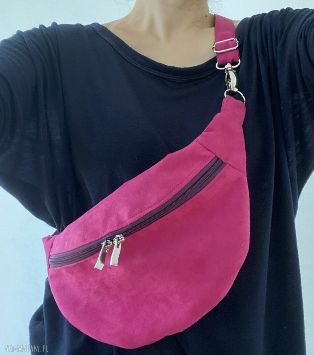 Wegańska nerka handmade fuksja Alicante z zamszu syntetycznego
