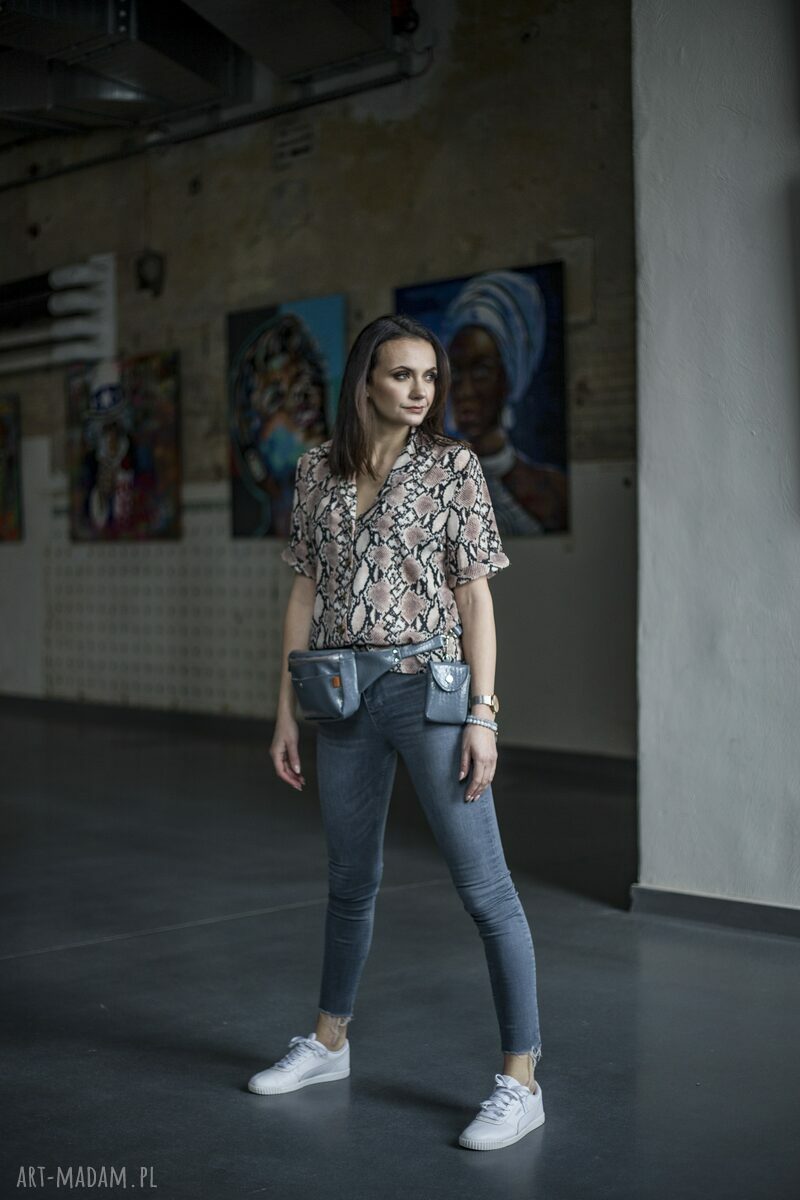 Nerka torebkowa Grey CrocoGlam z saszetką