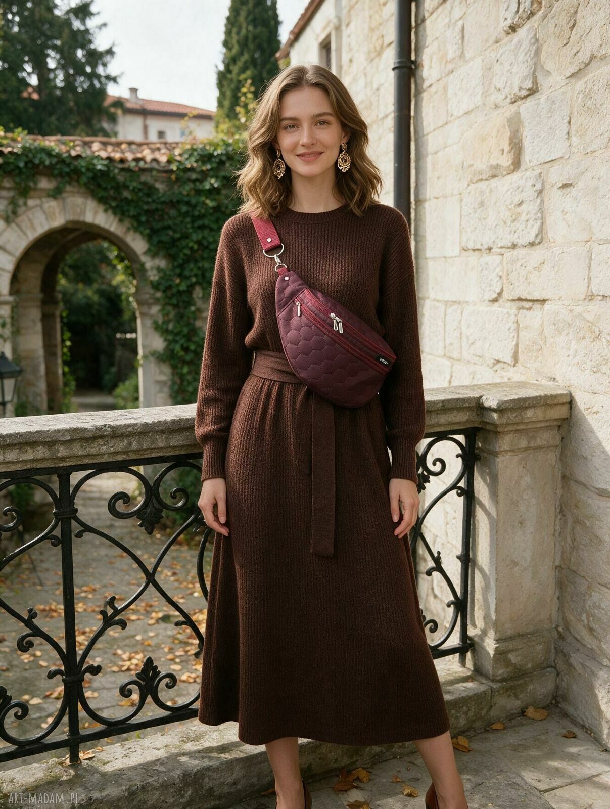 Nerka XL Burgundy - miniportfelik gratis, ręcznie szyta w Polsce