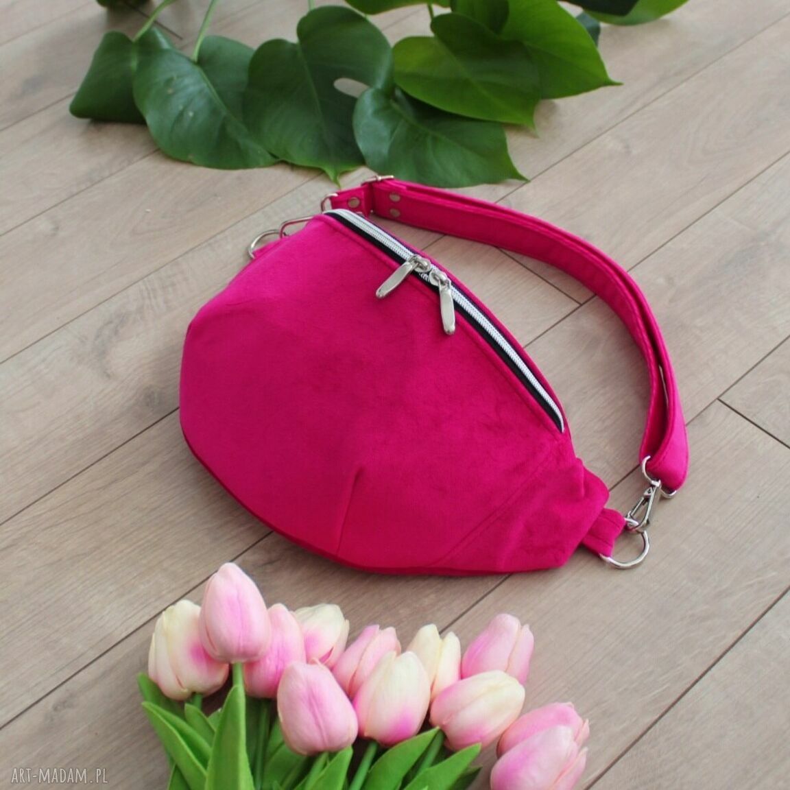 nerki: Nerka damska z malinowego weluru Autorskie