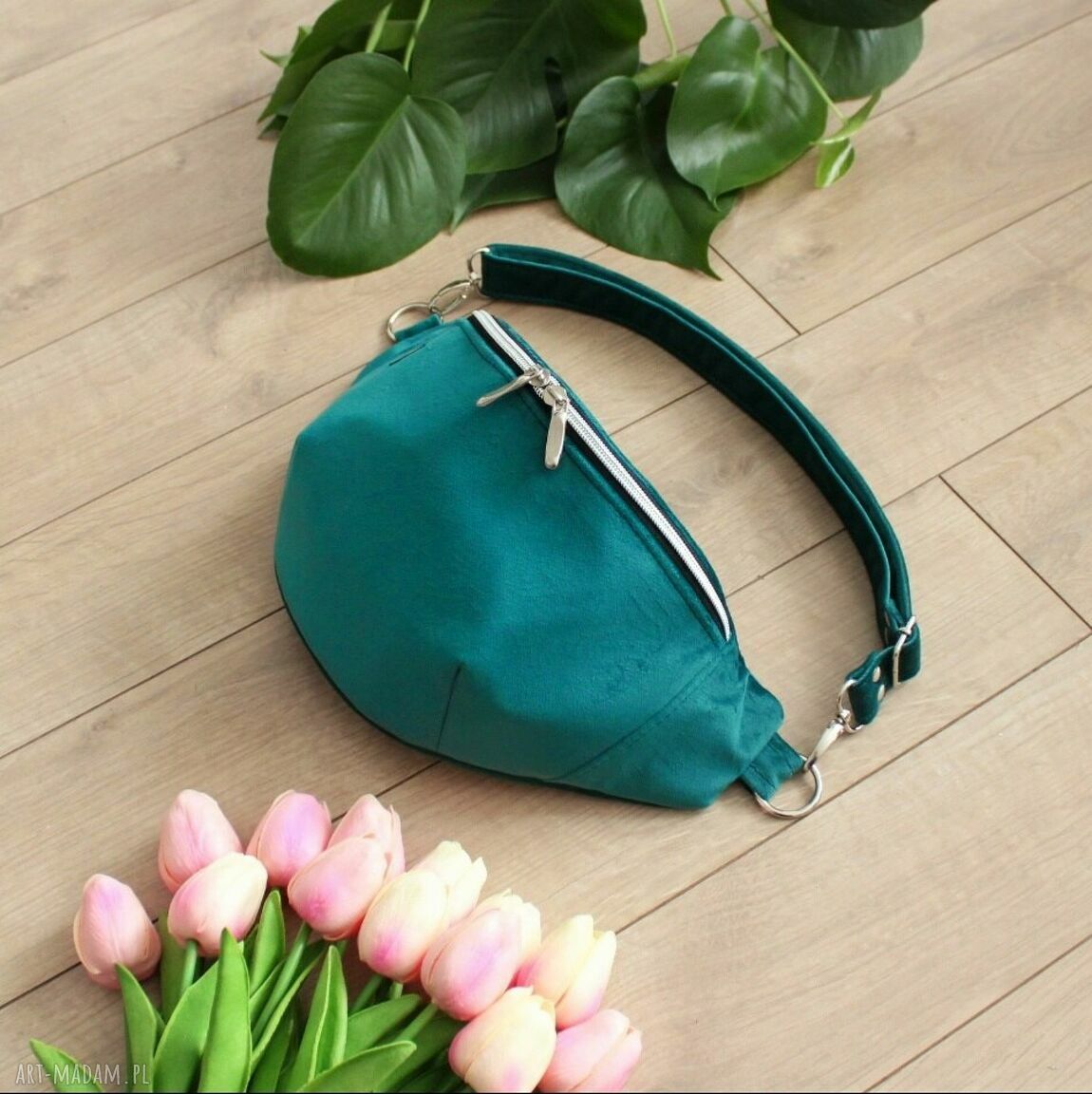 nerki: Nerka damska z turkusowego weluru Hand Made