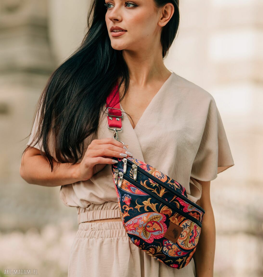 Nerka XL PAISLEY z drukowanego, wodoodpornego poliestru - regulowane paski i personalizacja
