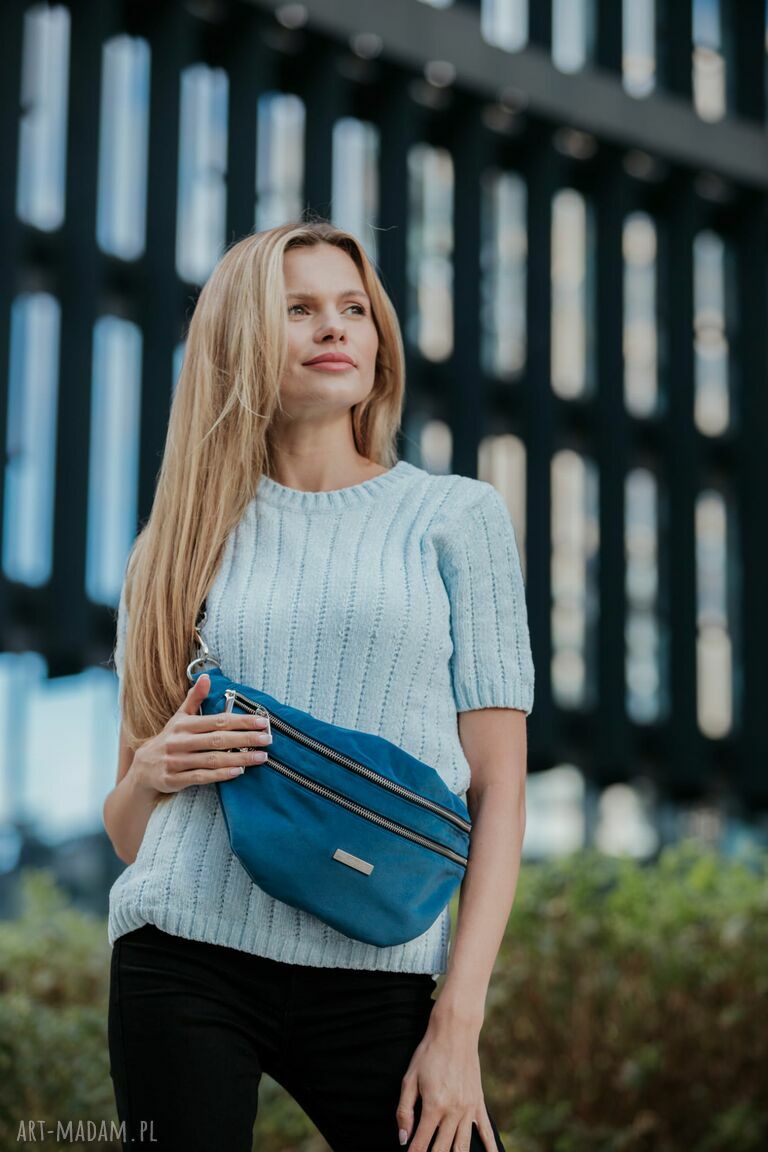 Nerka XL z grubego weluru tapicerskiego w kolorze niebieskim
