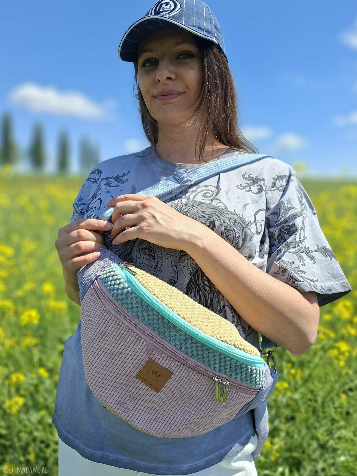 Pojemna nerka XL damska La Palma z weluru i sztruksu