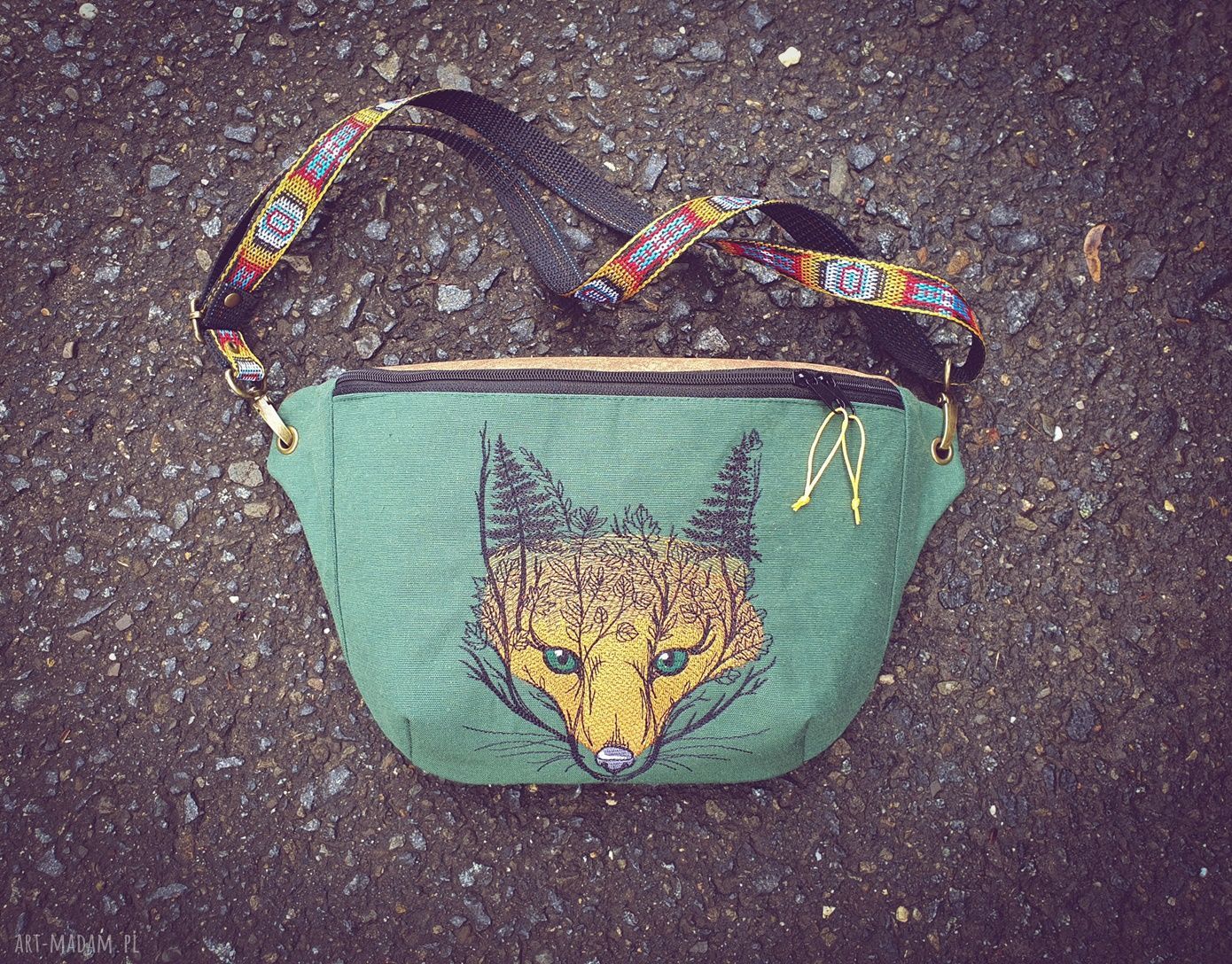 Nerka lisek na bawełnie – handmade (lisek, saszetka na ramię)