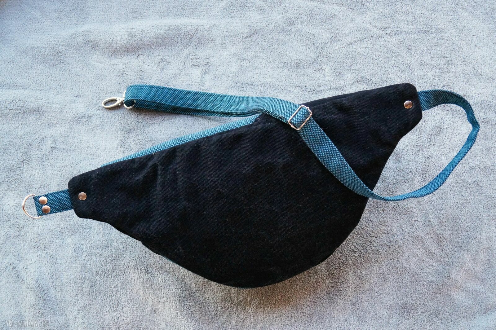 Nerka XXL z łączonych tkanin - mini plecak (nerkoplecak) na ukos, handmade